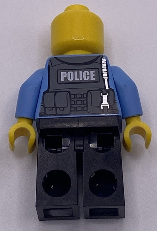 LEGO City Loose Mini Figure Police Tactical Officer W/ AR-15 Lego Missing Helmet