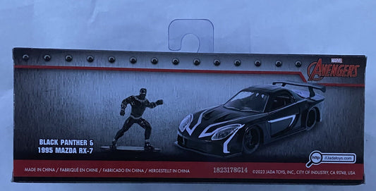 1995 MAZDA RX-7 RHD & BLACK PANTHER FIGURE "THE AVENGERS" 1/32 MODEL JADA 33078