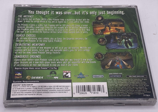 Alien Versus Predator 2 Primal Hunt Expansion Pack Pc Cd-ROM Video Game Mature