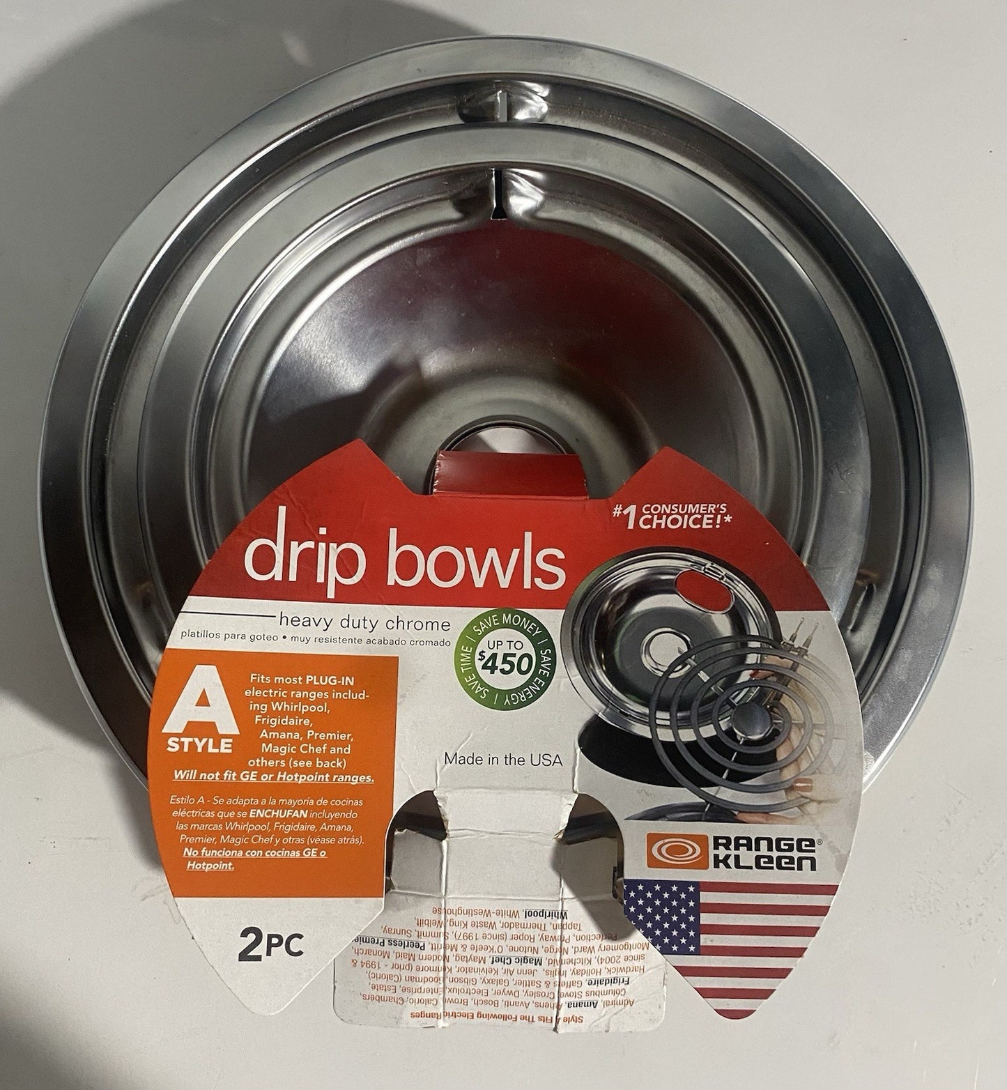 Range Kleen Chrome Drip Pans 8in - 2 Piece