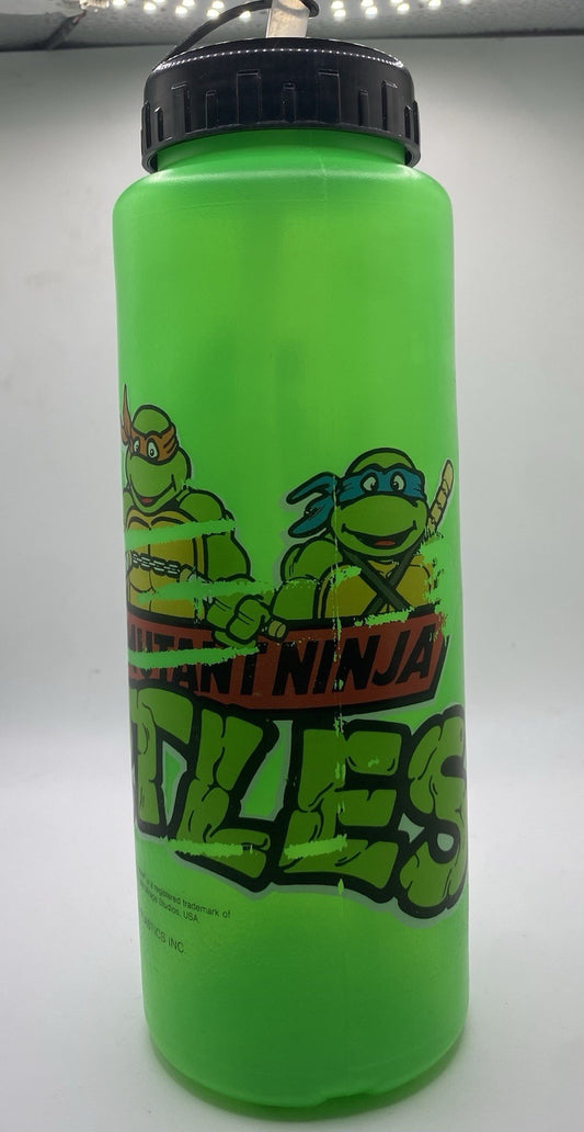 Vintage Teenage Mutant Ninja Turtles TNMT Green Cup 1988 Mirago studios W/ Straw