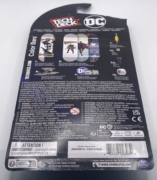 Tech Deck DC Comics Color Bars Finger Boards 4-Pack Superman Batman Skateboards