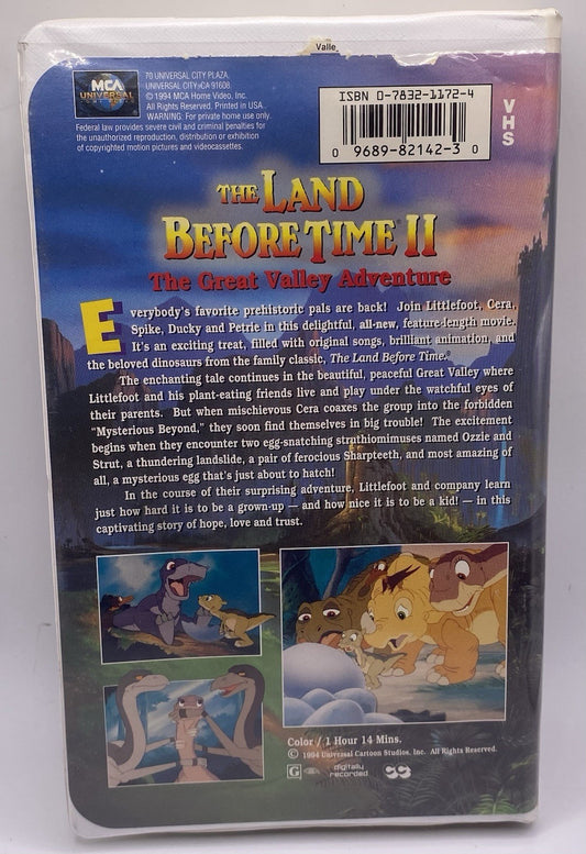 The Land Before Time II: The Great Valley Adventure (VHS, 1994, Clamshell)