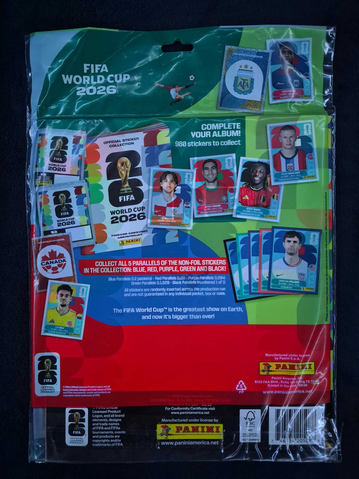 2026 Panini World Cup Sticker Starter Kit Hanger Bag | 5 Packs + 1 Album