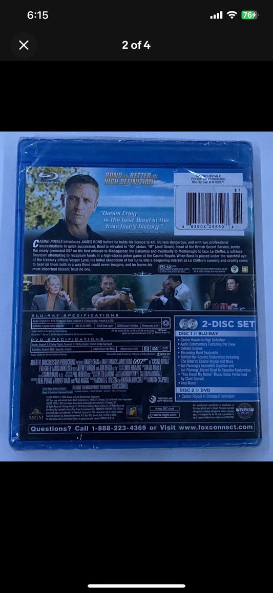 Casino Royale Blu-ray + DVD 2-Disc Set 007 James Bond NEW Sealed