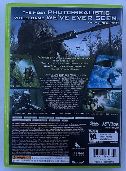 Call of Duty 4: Modern Warfare (Microsoft Xbox 360, 2007)