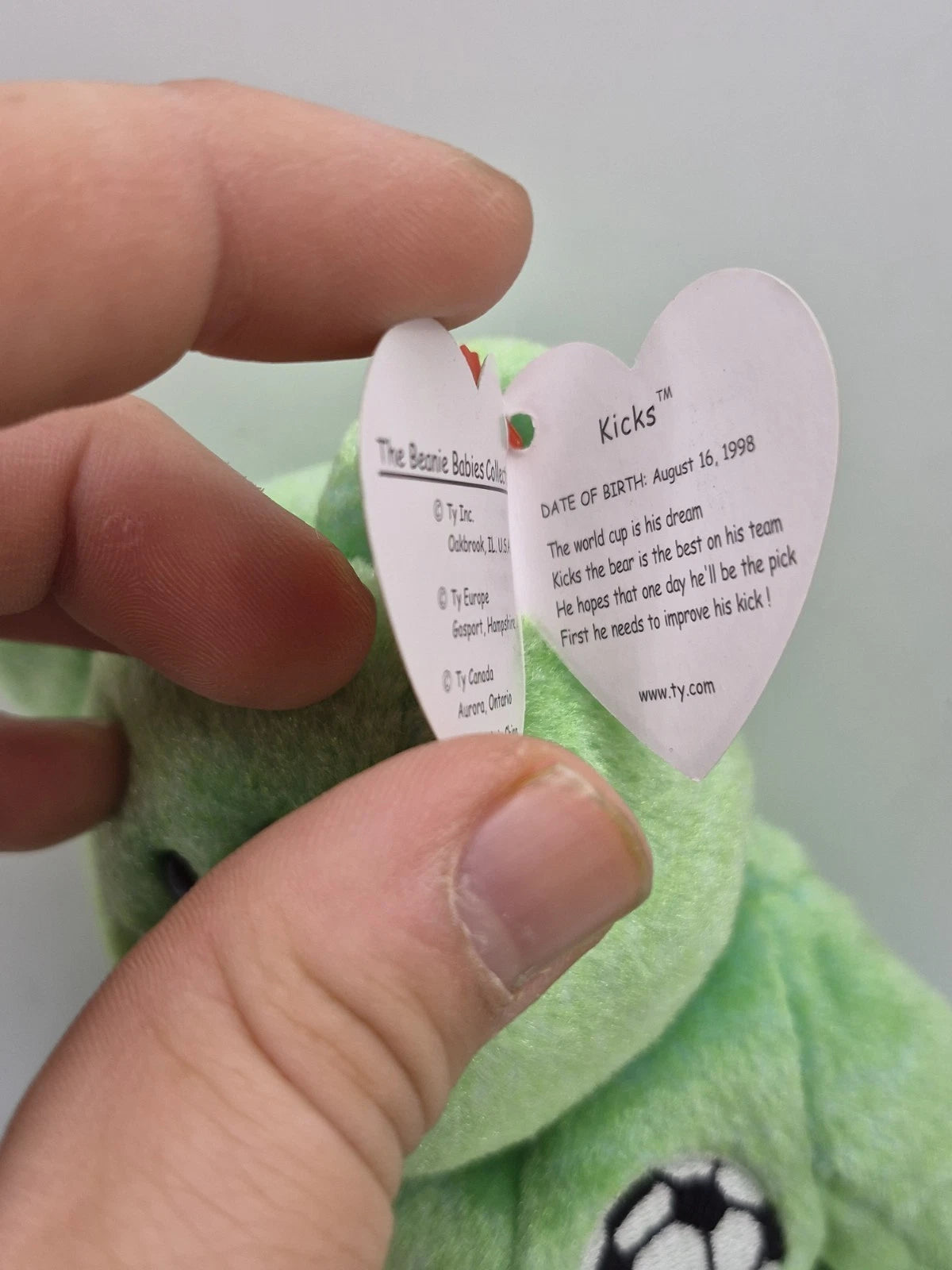 Ty Beanie Baby Kicks the Soccer Bear Push Toy