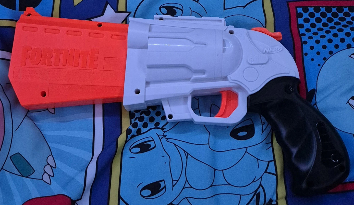 2019 Nerf Fortnite SR Blaster 4-Dart Hammer Action Pistol. Darts Not Included