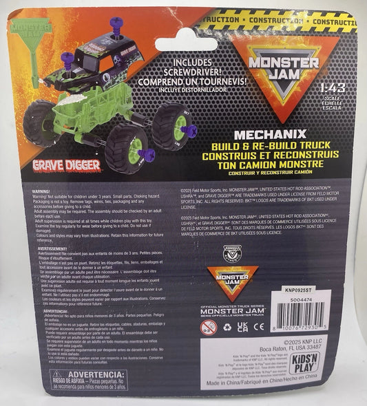 Monster Jam Grave Digger Mechanix Build & Rebuild 1:43 Scale Monster Truck NEW
