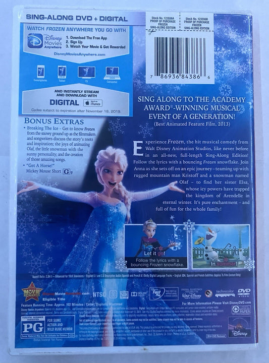 Frozen Sing Along Edition (DVD, 2013)