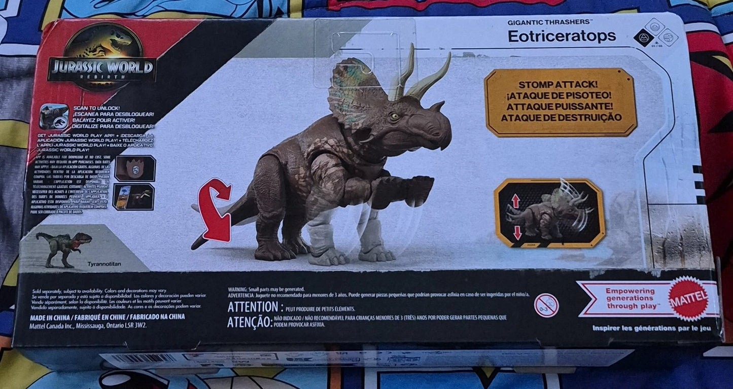 Jurassic World Rebirth Gigantic Thrashers Eotriceratops Dinosaur Figure Toy New!