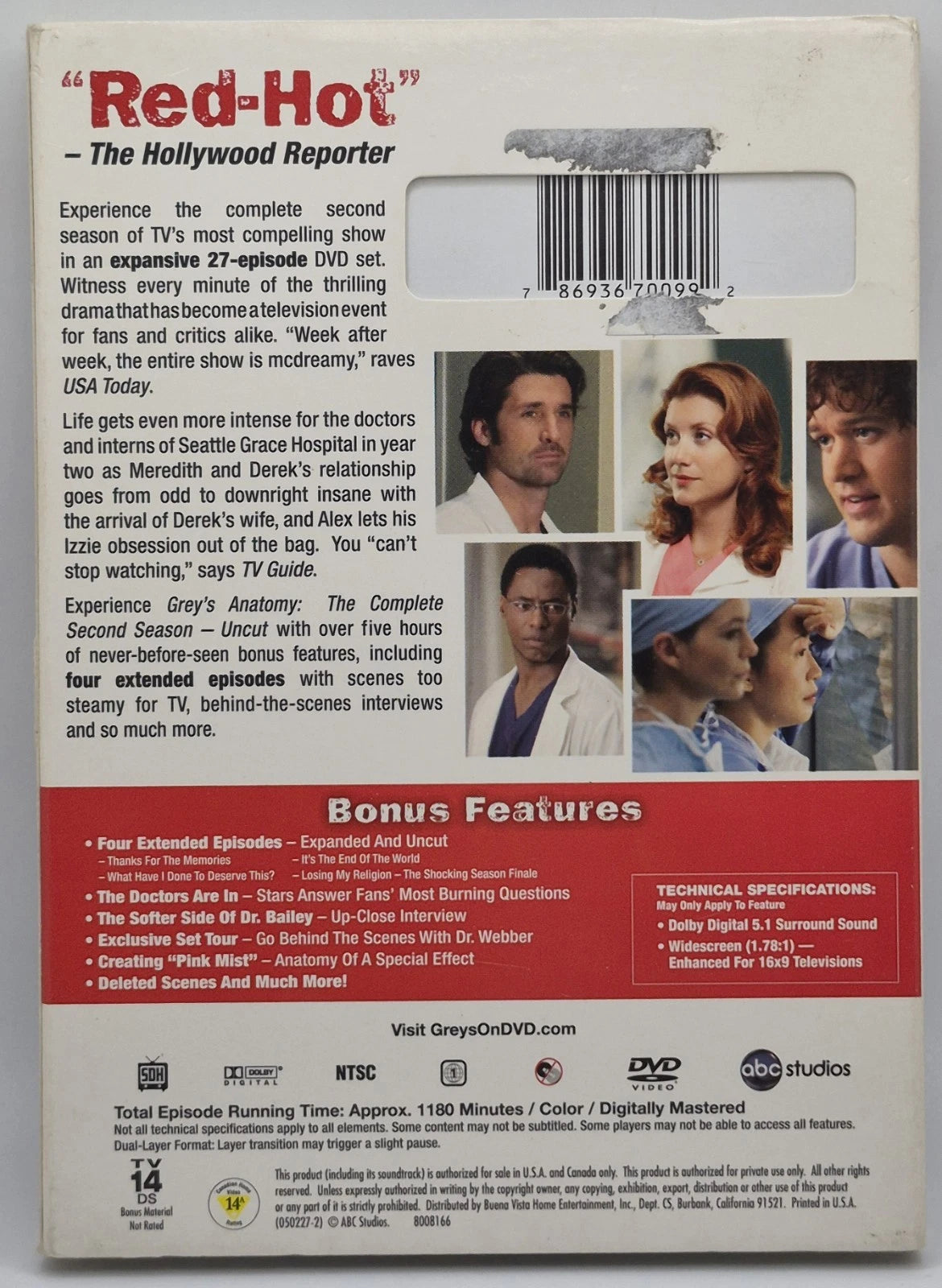Grey's Anatomy: the Complete Second Season (DVD)(TESTED WORKS)