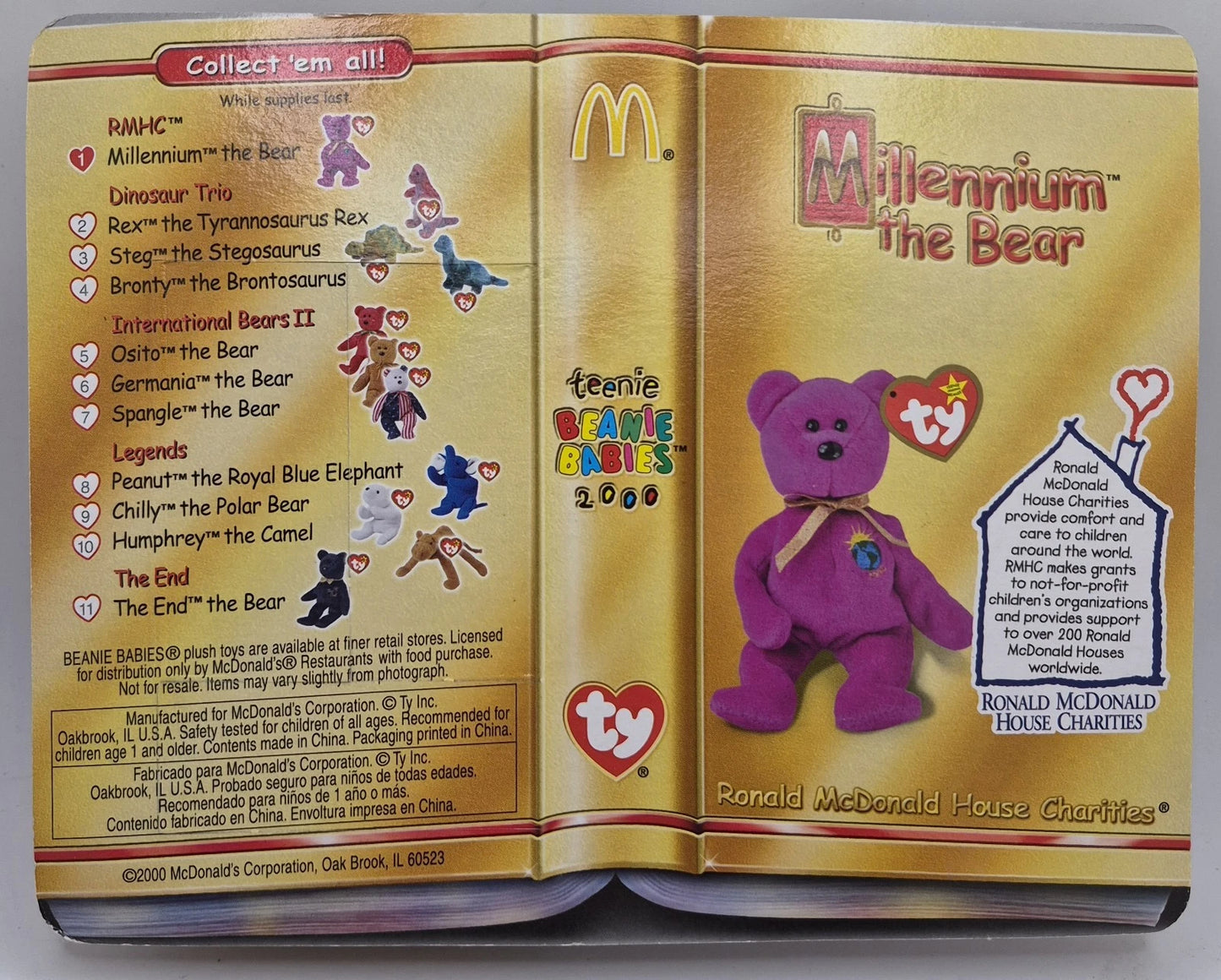 TY Millennium The Bear - Retired Teenie Beanie Babies 2000 - RARE McDonald's Toy