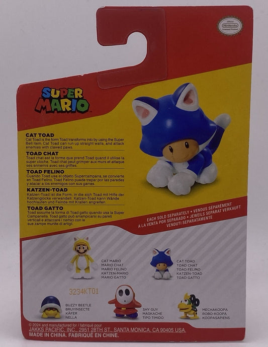 NEW Jakks 91428 World of Nintendo Super Mario 2.5" Inch CAT TOAD Mini-Figure