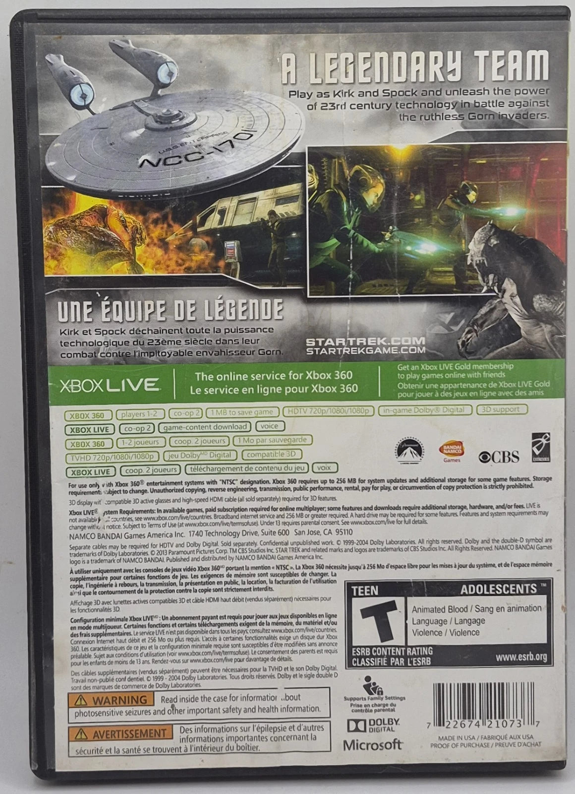 Star Trek (Microsoft Xbox 360, 2013)(TESTED WORKS)