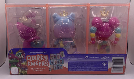 3 Pack XOX Dolls Quirky Kweenie Series Premium 4” Figurines and Display Case