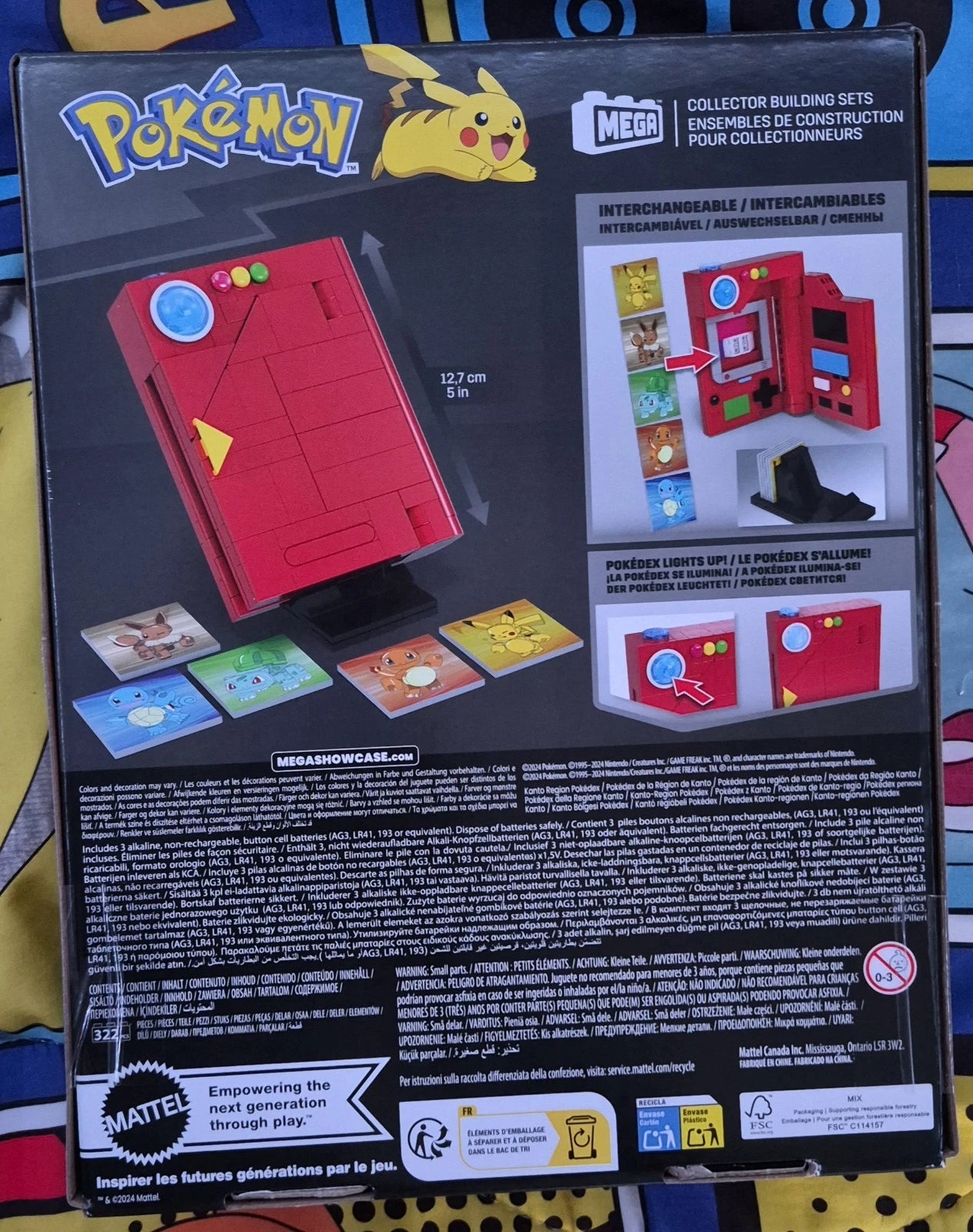 Mega Pokemon Kanto Region Pokedex Light Up Collector Building Set 322 Pieces New