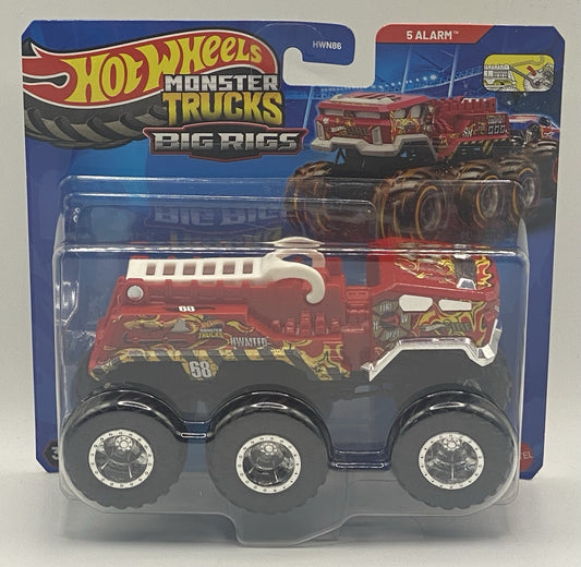 Hot Wheels MT Big rigs Set Of 4: 5 Alarm, Rhinomite, HW tiger Shark, Mega Wrex
