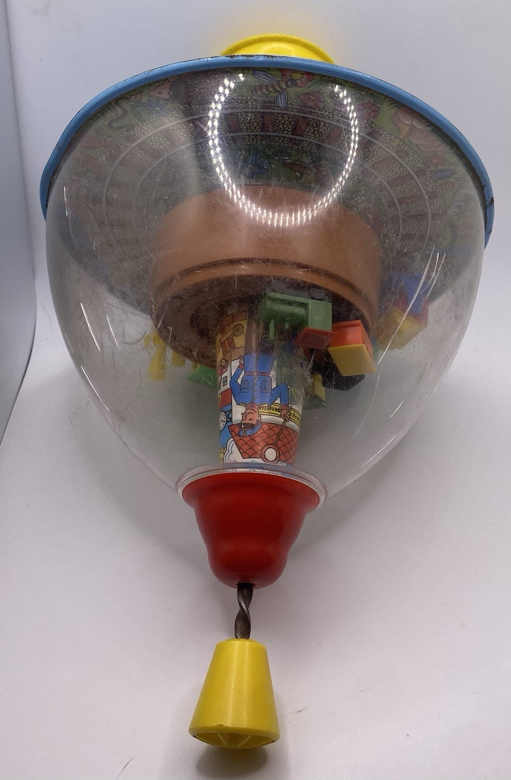 Vintage 1950sKarl Rohrseitz Zirndorf Spin Top Toy Tin Top Train 11" West Germany