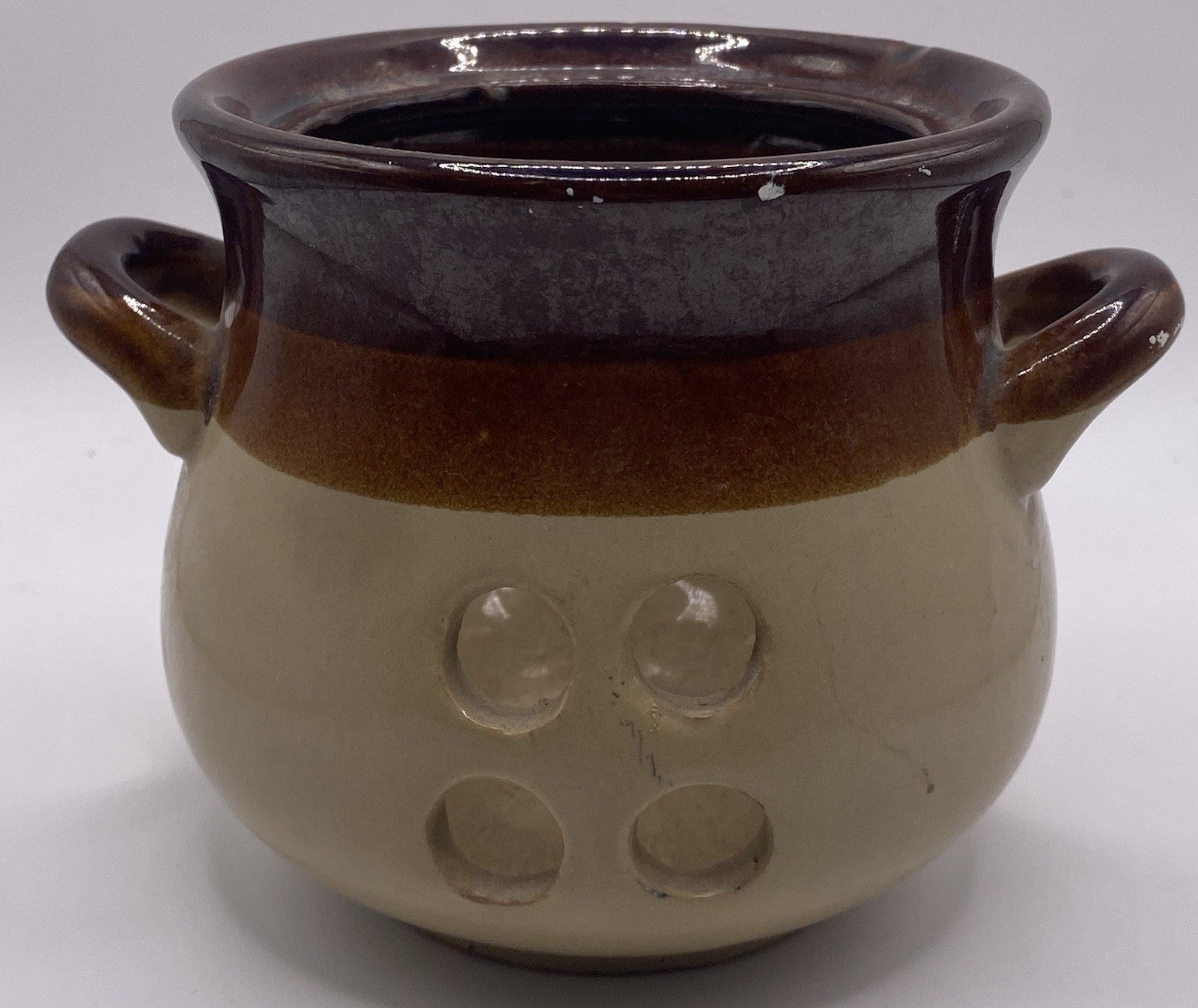 Ceramic Garlic Keeper Jug Style, In Good Condition 5" Tall Glazed Terracotta