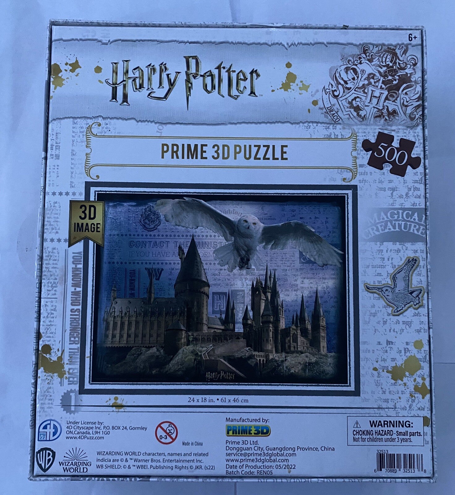 Harry Potter Prime 3D Puzzle Hogwarts Castle Hologram 500 Pieces New SEE VIDEO
