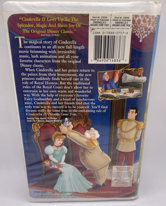Cinderella II: Dreams Come True (VHS, 2002) TESTED !
