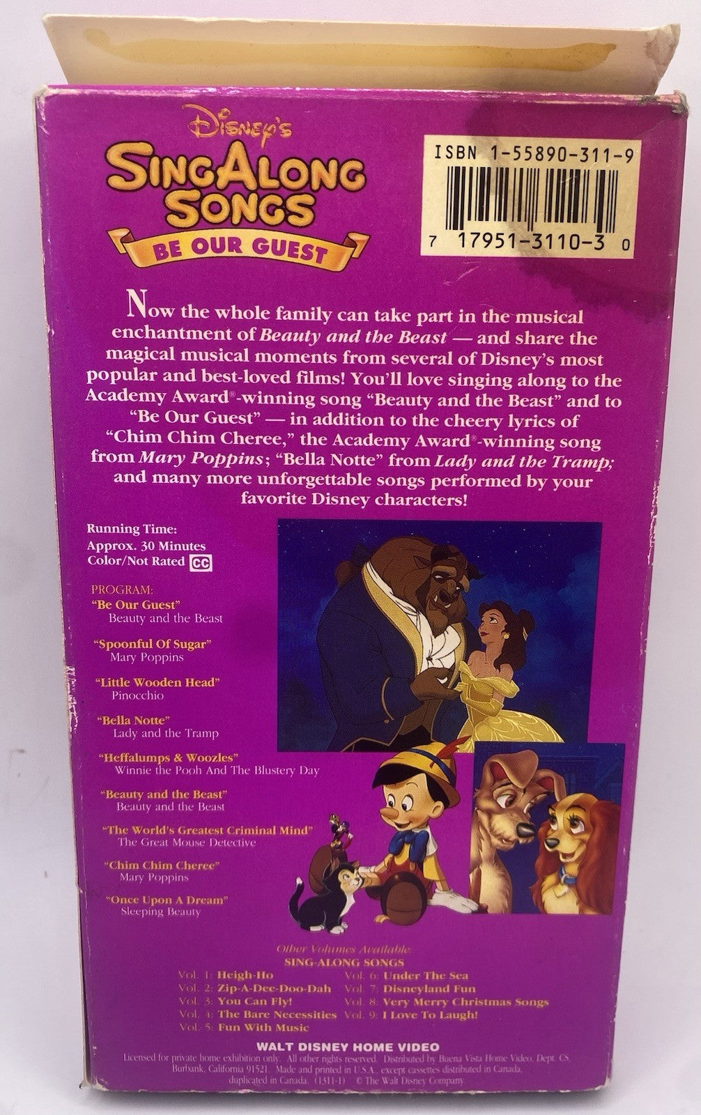 Disneys Sing Along Songs - Beauty and the Beast: Be Our Guest (VHS, 1992) TESTED