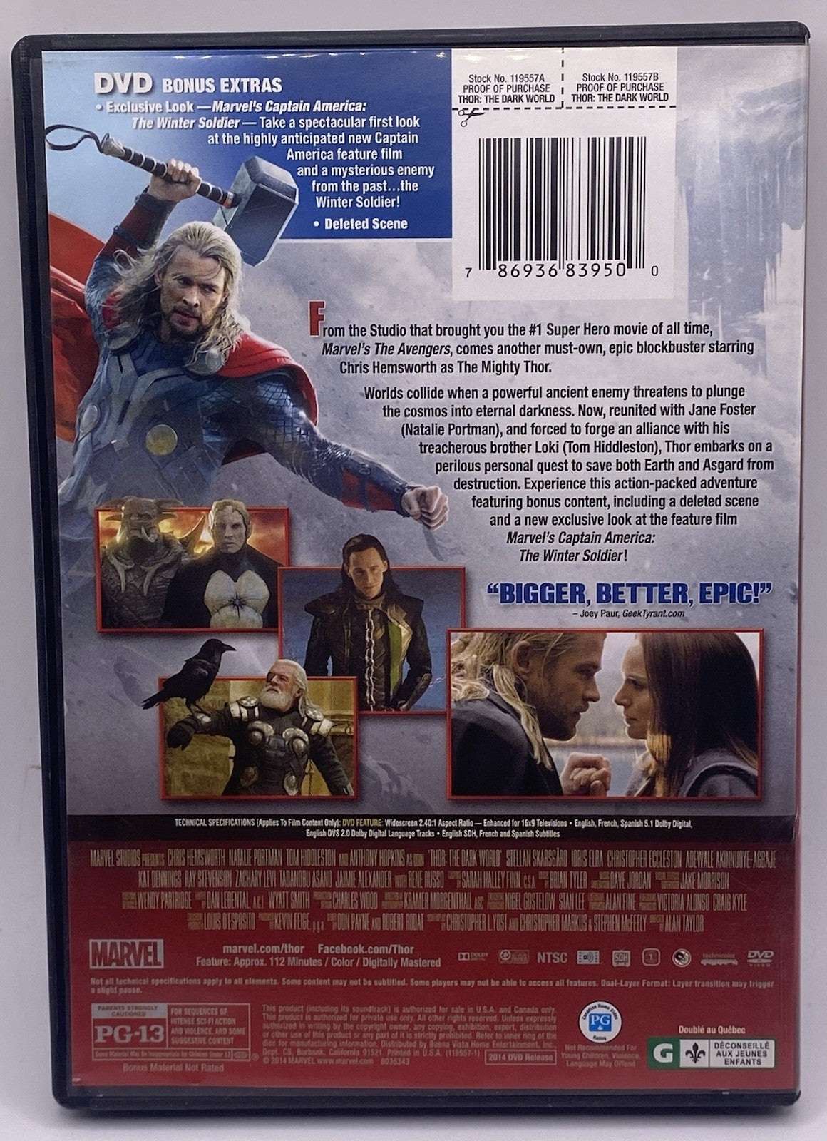 BUNDLE OF PACK 2 MARVEL THOR DVD: (THOR & THOR THE DARK WORLD) !
