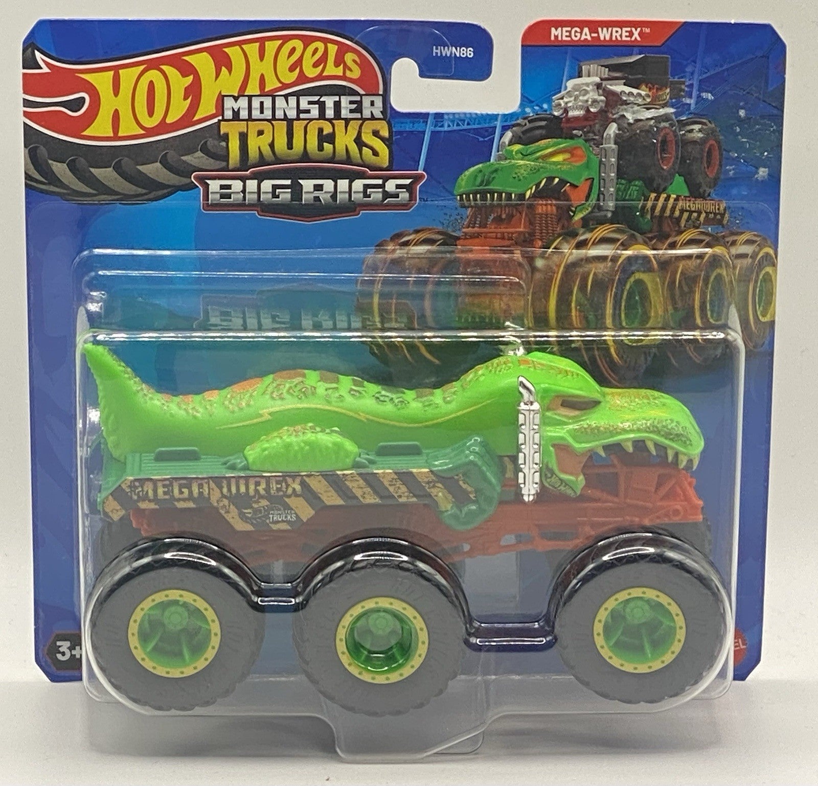 Hot Wheels MT Big rigs Set Of 4: 5 Alarm, Rhinomite, HW tiger Shark, Mega Wrex