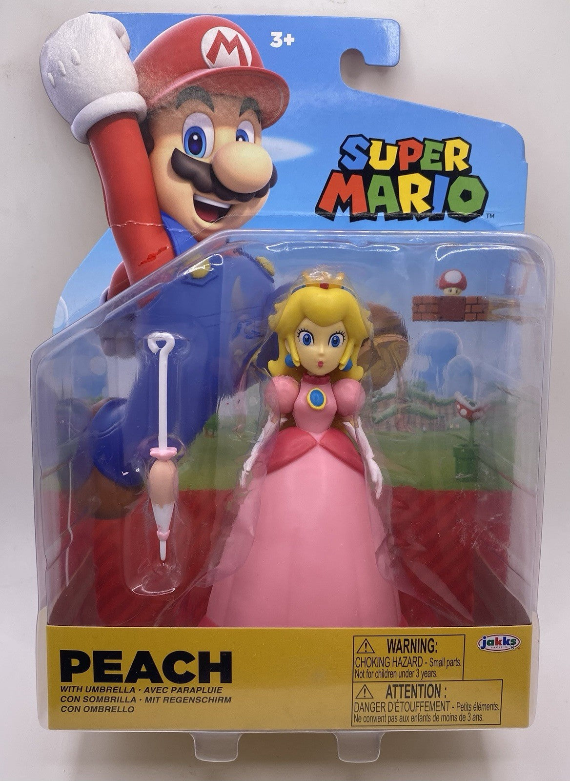 Super Mario Bros Princess Peach with Umbrella 4" Action Figure Jakks Pacific