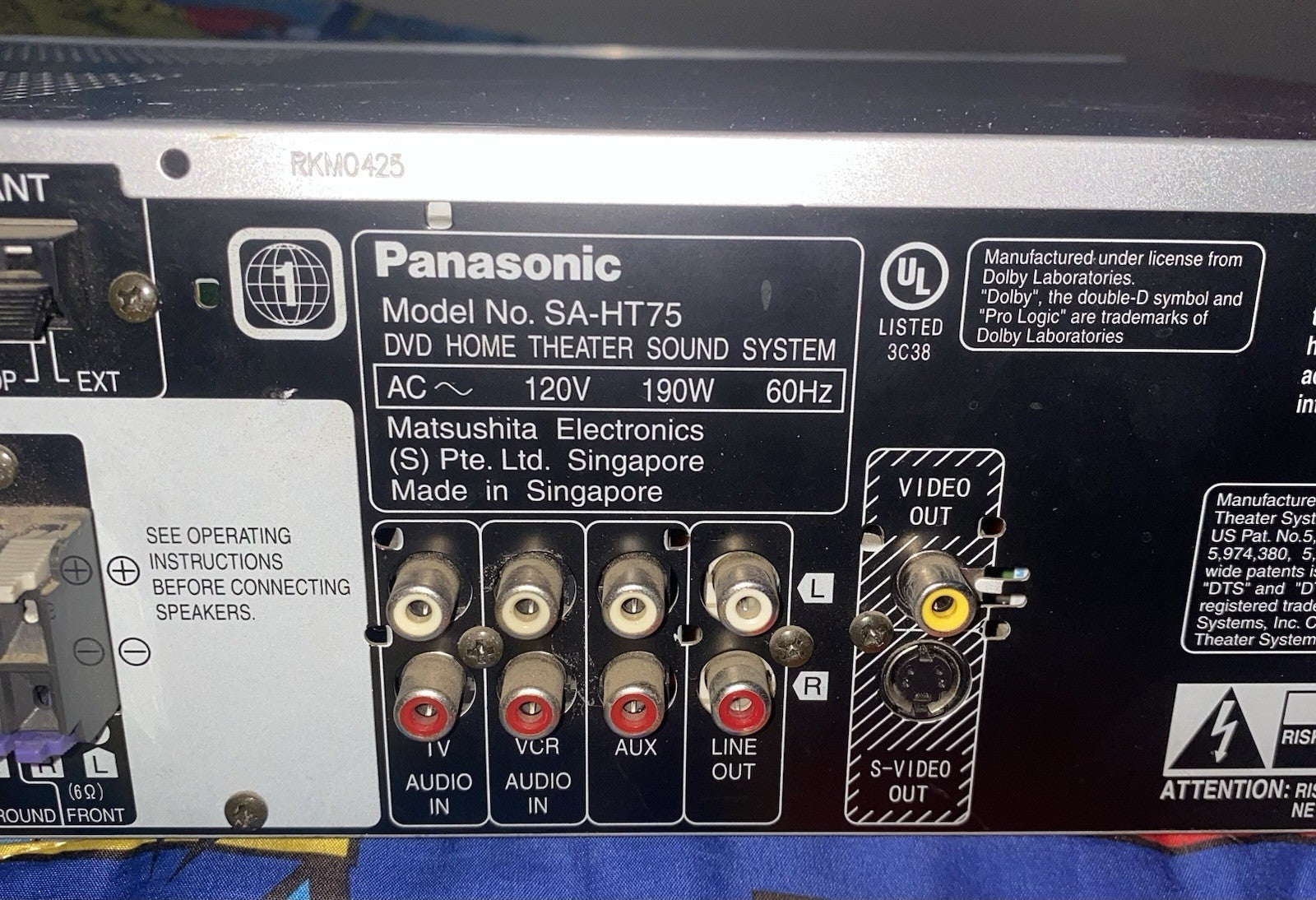 Panasonic SA-HT75 5 Disc DVD Player  JUST MISSING REMOTE/ TESTED STILL WORKS !