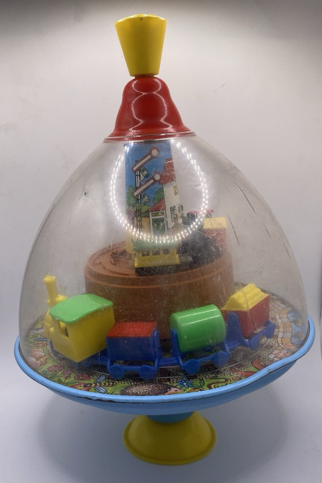 Vintage 1950sKarl Rohrseitz Zirndorf Spin Top Toy Tin Top Train 11" West Germany