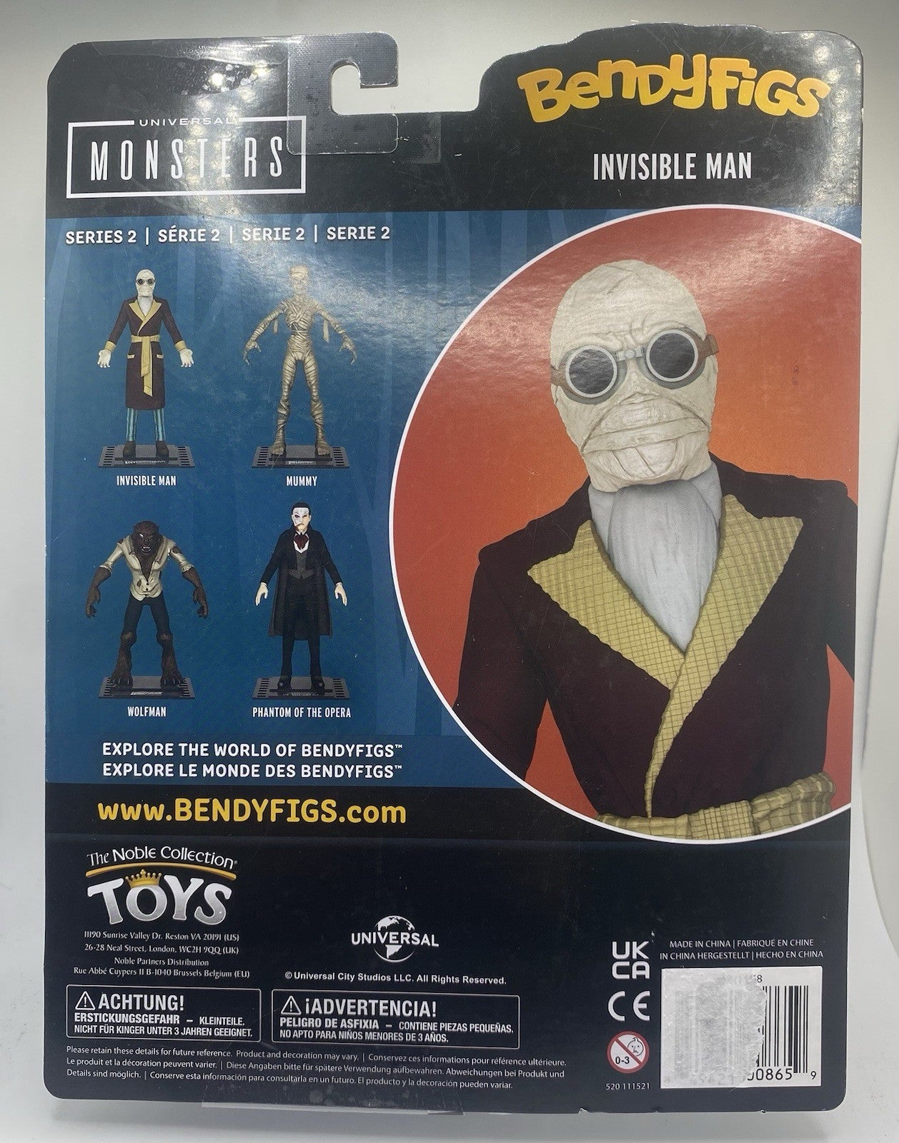 Invisible Man Bendyfigs Universal Monsters Noble Collection Toys Figure w. Stand