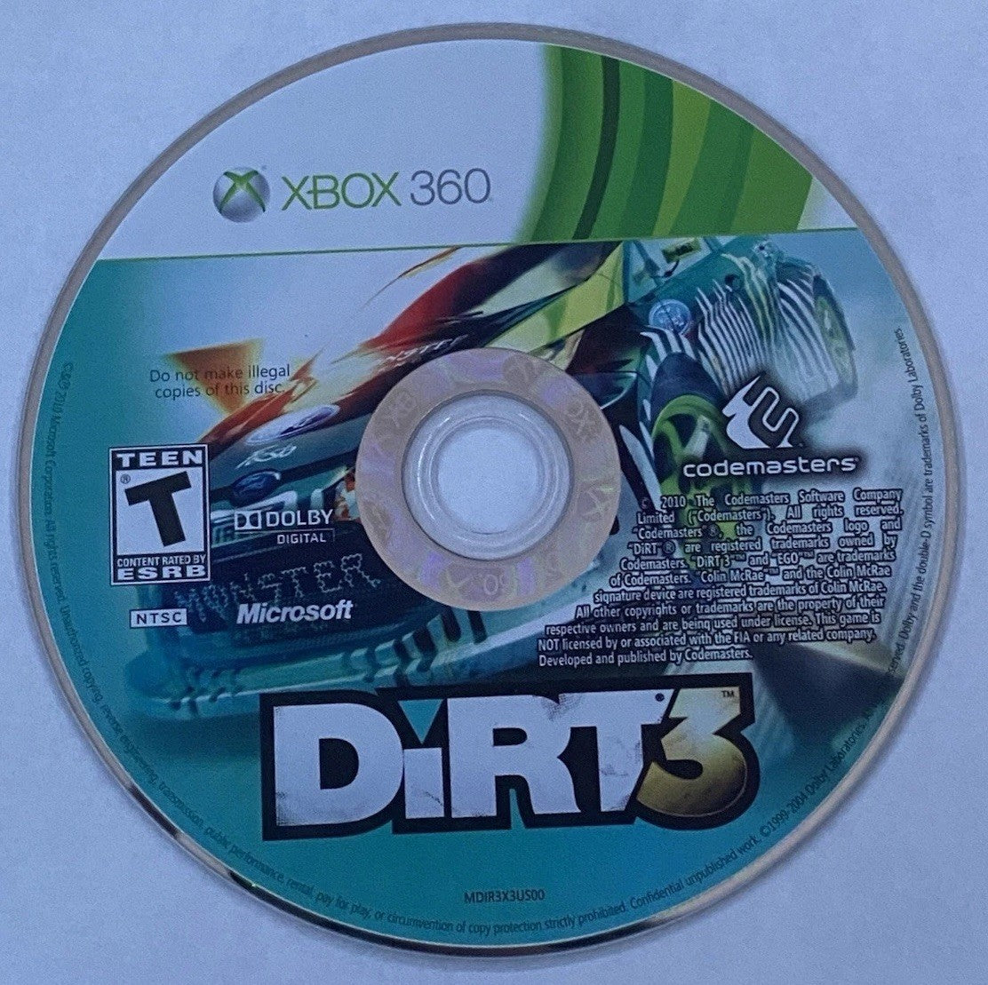 Microsoft Xbox 360 Dirt 3 Video Game Loose Disc Only (tested It Works!)
