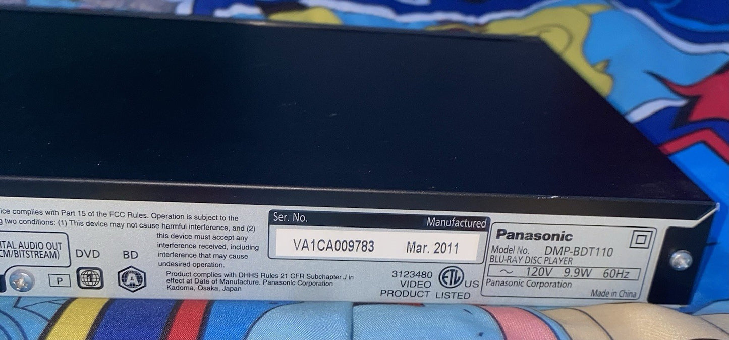 Panasonic DMP-BDT110 3D Blu-Ray Player TESTED STILL WORKS !