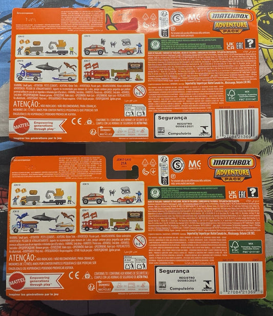 Lot Of 2 Matchbox Aventure: (RAPIDS RESCUE & HAZARD SQUAD)