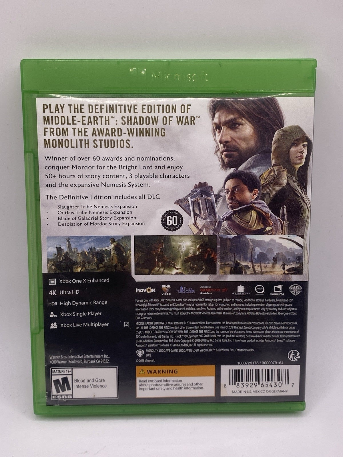 Middle Earth: Shadow of War - Definitive Edition fro Xbox One - Microsoft...