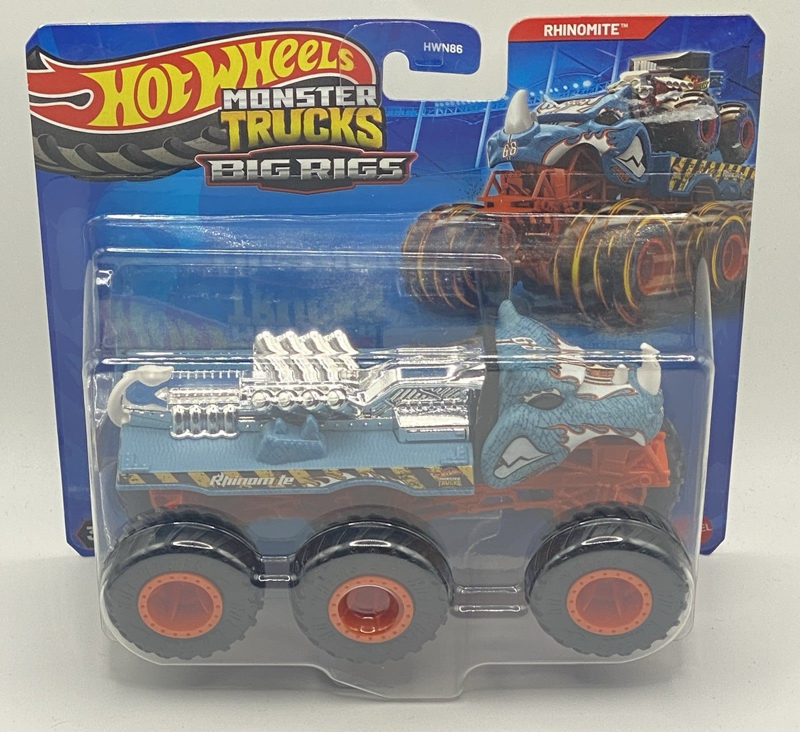 Hot Wheels MT Big rigs Set Of 4: 5 Alarm, Rhinomite, HW tiger Shark, Mega Wrex