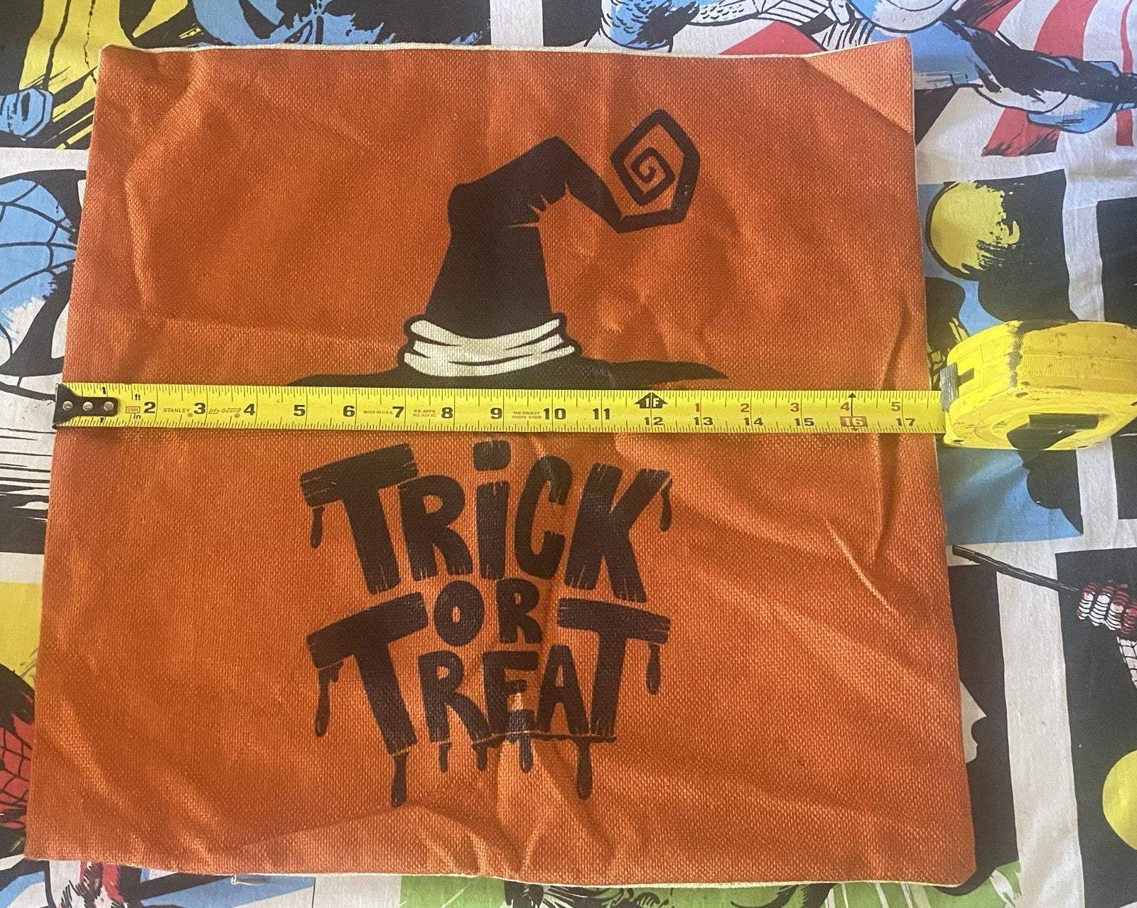 Trick Or Treat Holloween Pillow Cover 17x17 With Zipper Orange