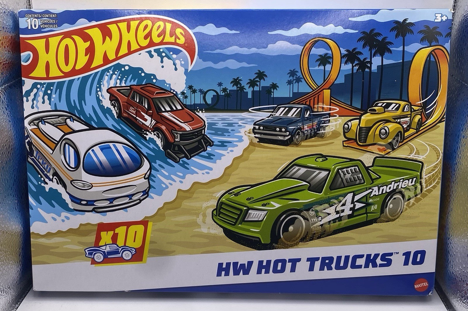 Toy Trucks 10-Pack, Set of 10 Die-Cast 1:64 Scale Utility, Racing & Other Pic...
