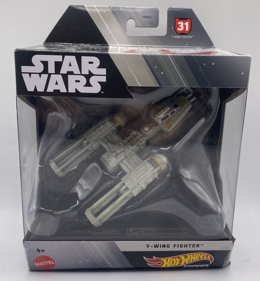 Star Wars Hot Wheels Starships Select #31 ~ Y-WING FIGHTER ~ DieCast w/Stand NEW