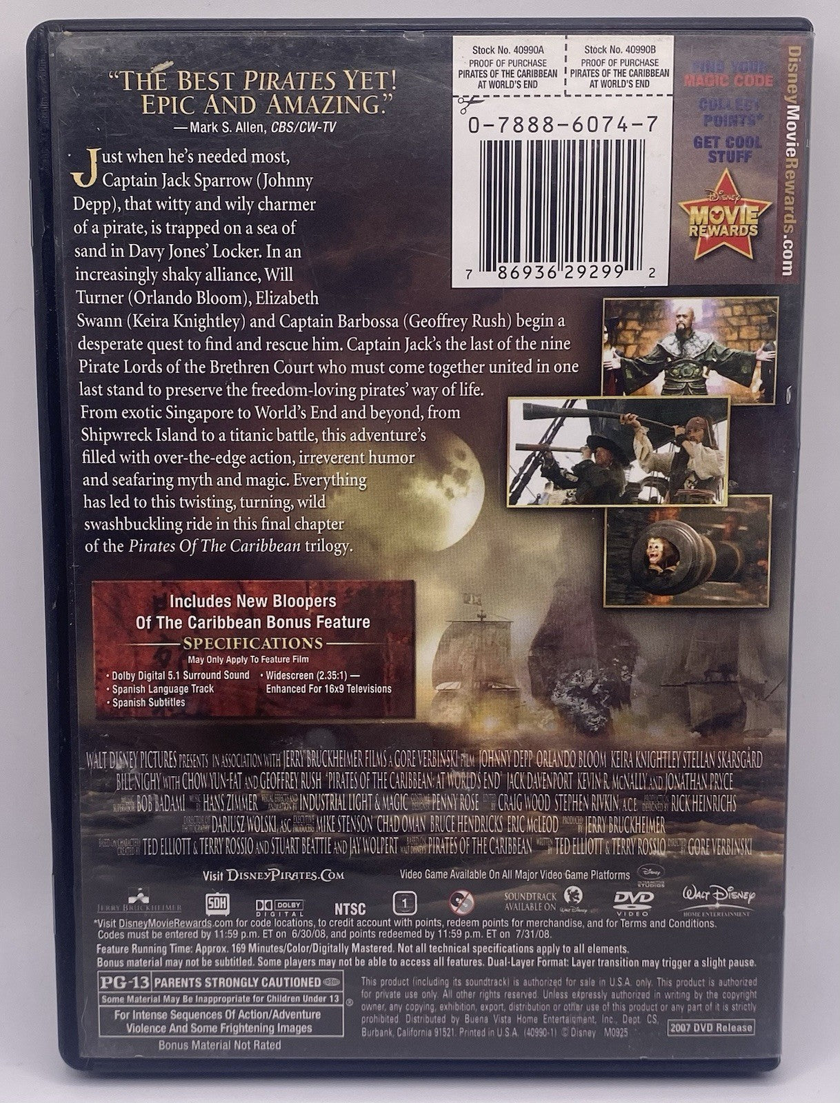 Pirates Of The Caribbean Film 2 & 3 DEAD MANS CHEST / AT WORLDS END