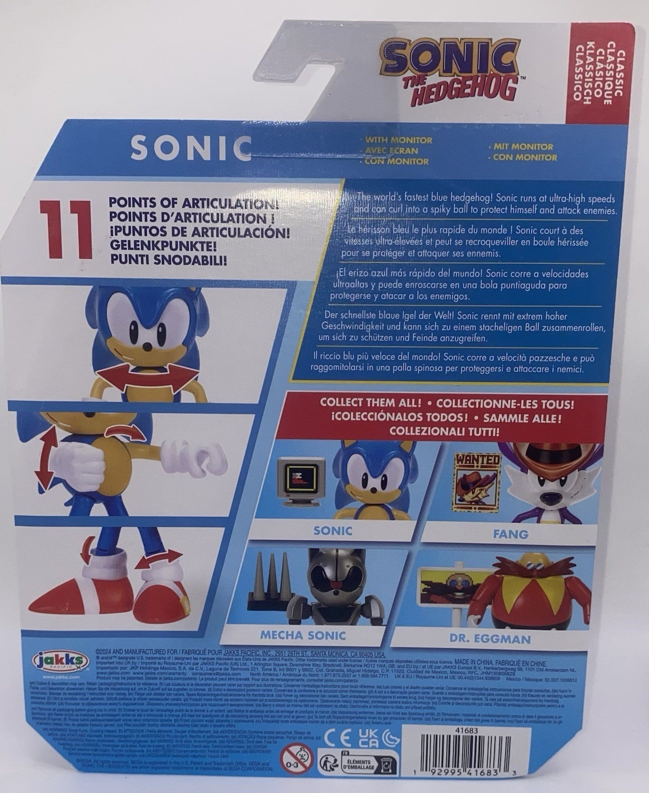 Lot Of 3 Sonic The Headhog Jakks Pacific Figures: Sonic, Dr.Eggman, Fang
