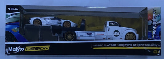 Maisto Design 1:64 Scale Transport Maisto Flatbed 2021 Ford GT Heritage Edition