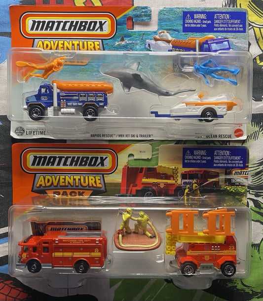 Lot Of 2 Matchbox Aventure: (RAPIDS RESCUE & HAZARD SQUAD)