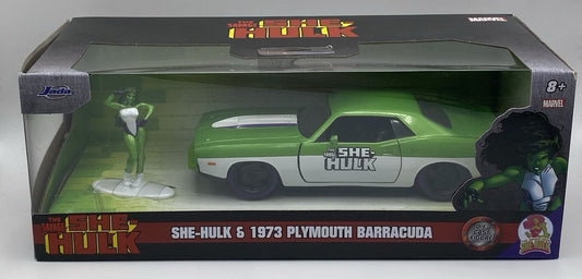 1973 Plymouth Barracuda w She-Hulk The Savage She-Hulk Marvel Jada 5'' 1:32