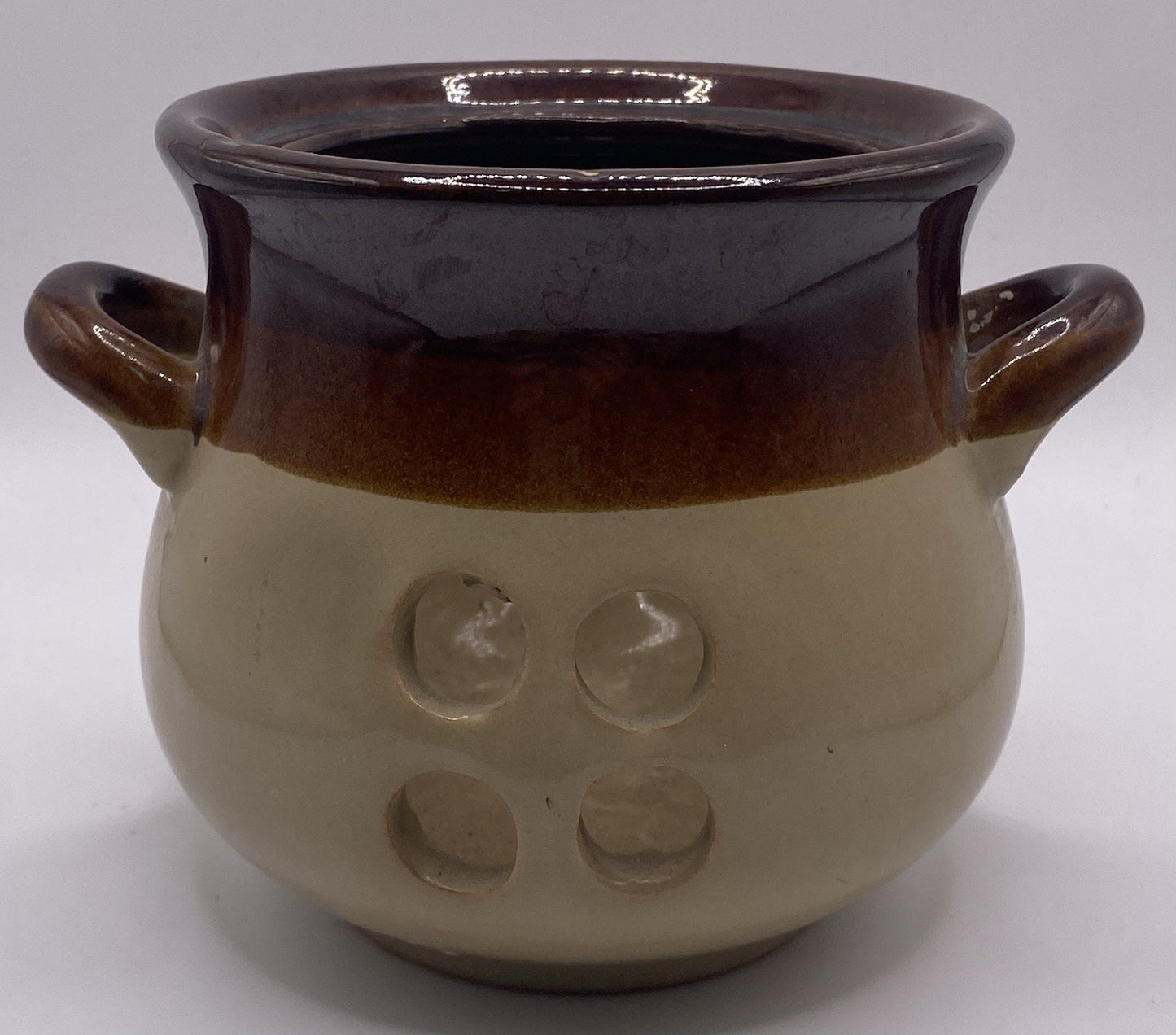 Ceramic Garlic Keeper Jug Style, In Good Condition 5" Tall Glazed Terracotta