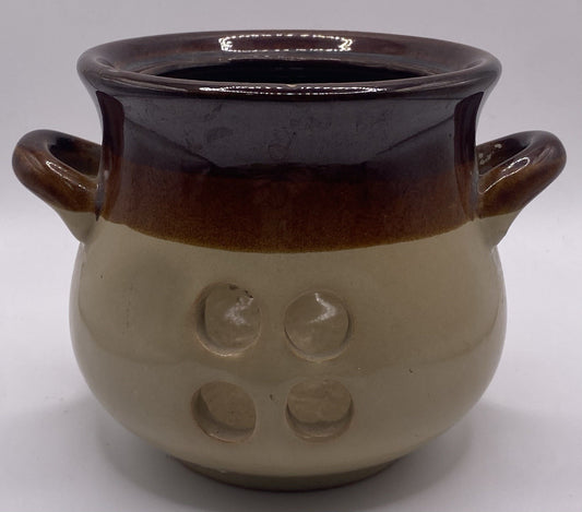 Ceramic Garlic Keeper Jug Style, In Good Condition 5" Tall Glazed Terracotta
