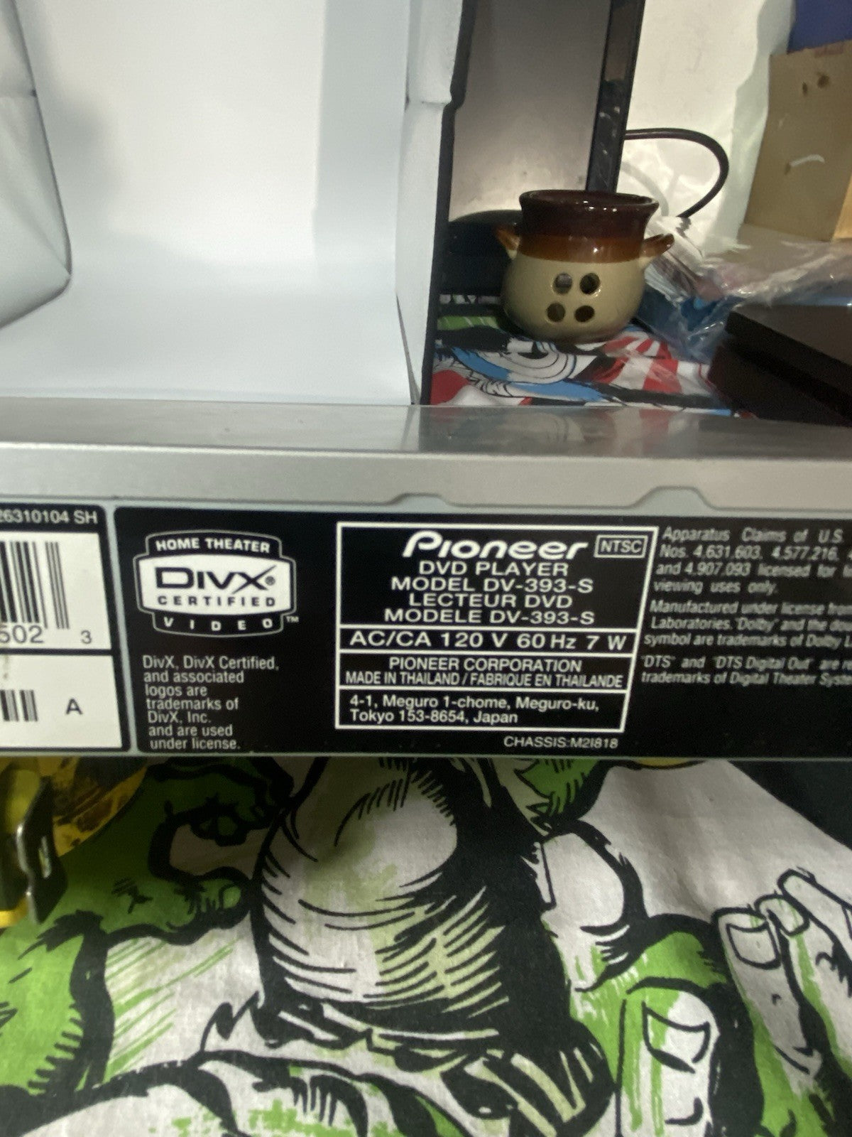 Pioneer DVD PLAYER DV-393 JUST MISSING RCA CABBLE & REMOTE  (TESTED) It Works!