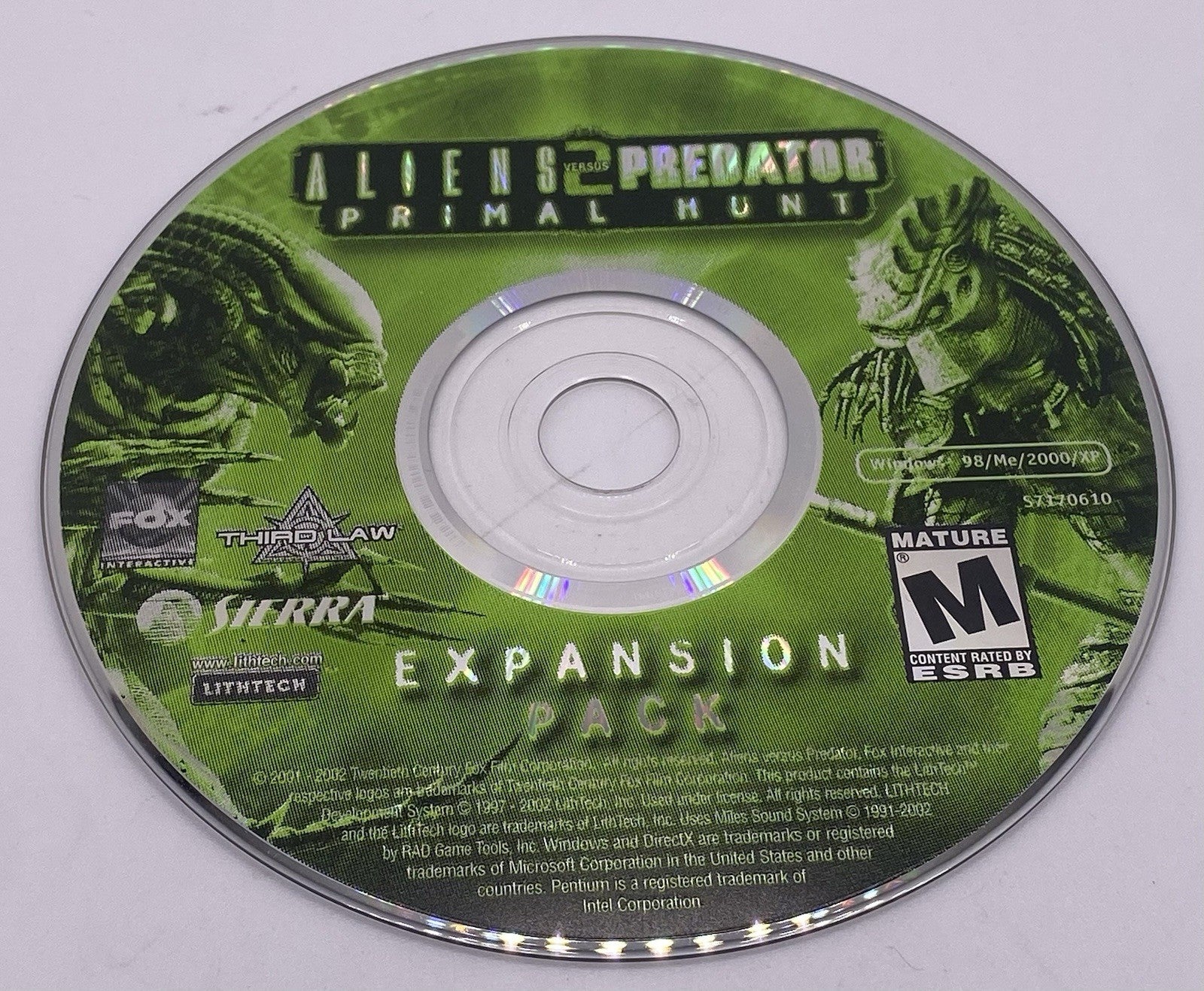 Alien Versus Predator 2 Primal Hunt Expansion Pack Pc Cd-ROM Video Game Mature 